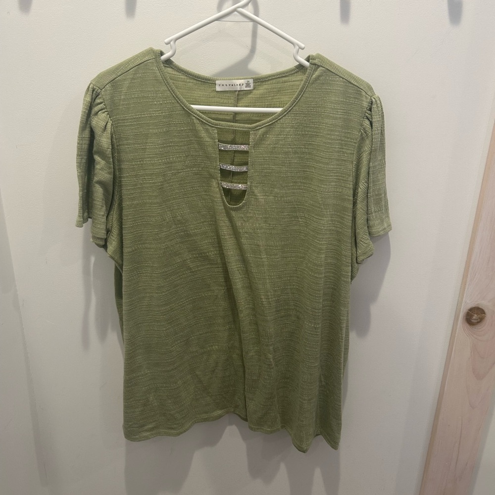 Retrology Green Diamond Short Sleeve Shirt Size 2X